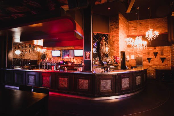An empty shot of a nightclub with no one inside